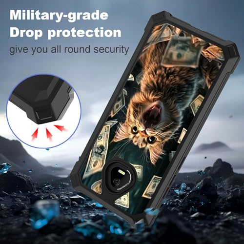for Schok Volt Sv67q Sv67332 Case with Screen Protector, Military Grade Drop Protection, Dual Layer Hybrid Shockproof Protection TPU Phone Case for Schok Volt Sv67q, Excited Cat - color: Excited Cat