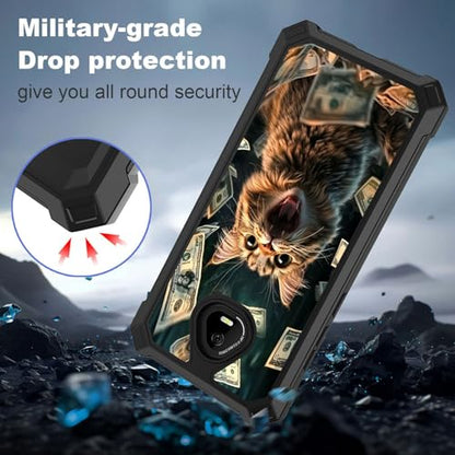 for Schok Volt Sv67q Sv67332 Case with Screen Protector, Military Grade Drop Protection, Dual Layer Hybrid Shockproof Protection TPU Phone Case for Schok Volt Sv67q, Excited Cat - color: Excited Cat