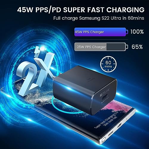 S25 S26 Ultra Charger Type C, SCRUAK 45W Super Fast USB-C Wall/Car Charger - size: 10FT+3.3FT