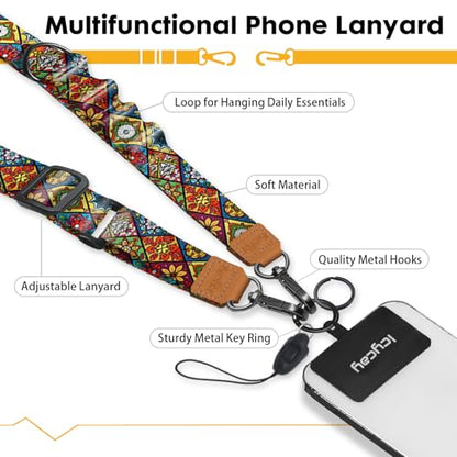 Icycay Phone Lanyard Crossbody Strap Neck Adjustable Teacher Women Boho - color: Boho Colorful