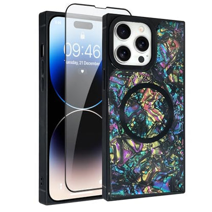AIGOMARA Magnetic Rectangle for iPhone 14 Pro Max Case, Abalone Shell - color: Abalone, size: iPhone 14 Pro Max