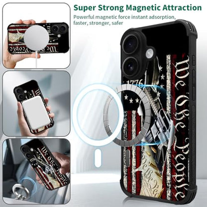 DJSOK Case for iPhone 17,Compatible with MagSafe,Anti-Scratch Shockproof Case,Classic American Flag 1776 We The People - color: Classic American Flag 1776 We The People, size: IPhone 17