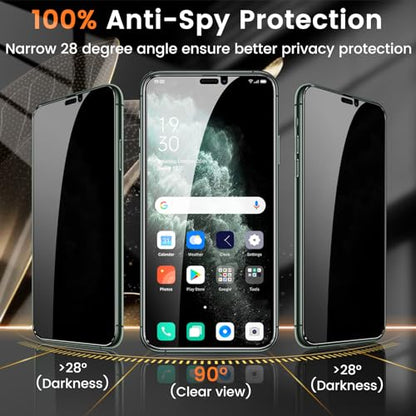 Lesakit 3+3 Pack Privacy Screen Protector for iPhone 11 Pro Max 6.5-Inch with 3 Pack Camera Lens Protector, Anti Spy Tempered Glass Film 9H Hardness Bubble Free Case Friendly - size: iPhone 11 Pro Max