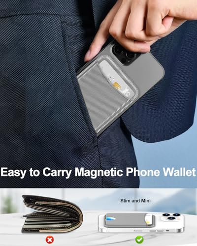 Miroddi for MagSafe Wallet, 4 Cards Holder, Stronger Magnetic Phone Wallet - color: Grey