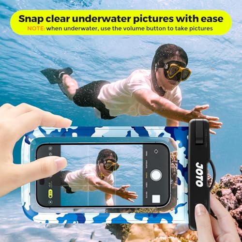 JOTO Up to 7" Universal Waterproof Phone Case for iPhone 17 Air 16 15 14 13 12 11 Plus Pro Max, IPX8 Cellphone Dry Bag XR X SE, Galaxy S23 S22 S21 S20+ S20 S10 Plus Note, Pixel -CamoBlue - color: CamoBlue, size: 1 Pack