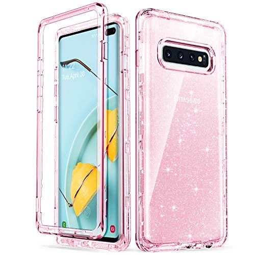 ULAK Compatible with Galaxy S10 Plus Case Bling Back Cover, Pink Glitter | Shiny Glitter Heavy Duty Shockproof Protection Sparkle Soft TPU Protective for Samsung Galaxy S10 Plus 6.4 inch - color: Pink Glitter
