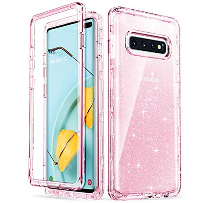 ULAK Compatible with Galaxy S10 Plus Case Bling Back Cover, Pink Glitter | Shiny Glitter Heavy Duty Shockproof Protection Sparkle Soft TPU Protective for Samsung Galaxy S10 Plus 6.4 inch - color: Pink Glitter