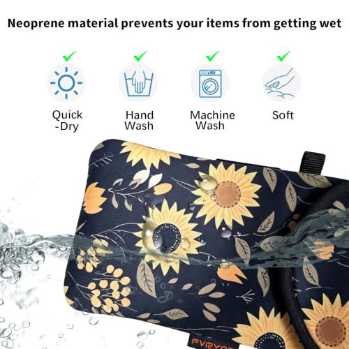 Neoprene Phone Sleeve Pouch Case Bag for Men Women w/Crossbody Strap/Neck Lanyard for iPhone 17/16/15/14 Pro Max, Samsung S25，Pixel 10 - color: Midnight Sunflower