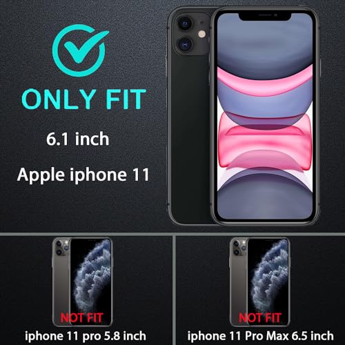 YKHJKLEC for iPhone 11 Case, Military Grade 3 in 1 Heavy Duty Shockproof/Drop Proof/Dust Proof Case with 2Pcs Tempered Glass Screen Protector (Aqua Blue/Pink) - color: Aqua Blue/Pink