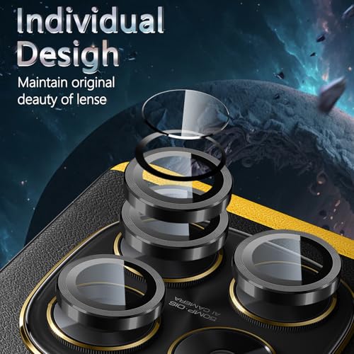 1 Pack Camera Lens Frame for Xiaomi Poco X7 5G/4G, 9H Glass Screen Protector Anti-Scratch, Tempered Glass Metal Individual Camera Cover Accessories for Xiaomi Poco X7 5G/4G,Black - size: for Xiaomi Poco X7 5G/4G