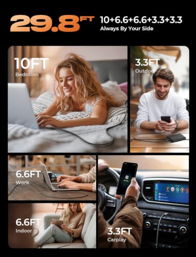 LISEN USB C to USB C Cable, 5-Pack [3.3/3.3/6.6/6.6/10FT] 60W Fast Charging - color: Black, size: 3.3+3.3+6.6+6.6+10FT