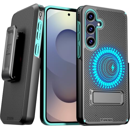 Designed for Samsung Galaxy S26 Case with Belt Clip Holster | Rugged Cover with Strong Magnet & Kickstand Heavy Duty Combo - Black & Green - color: Black & Green