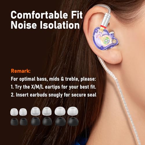 Audiovance Vibes 202ML HiFi Wired Earbuds for iPhone 14/13/12/11/X, Pro Max - color: A-Light Purple