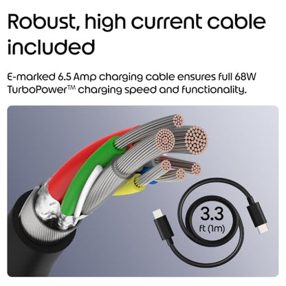 Motorola TurboPower 68W USB-C Wall Charger + 3.3ft 6.5 Amp Cable - size: 68W