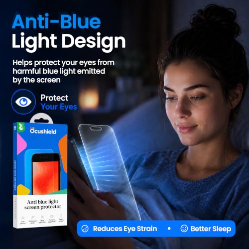 Ocushield Anti Blue Light Tempered Glass Screen Protector of iPhone 7 Plus & iPhone 8 Plus (5.5") – Blocks Blue Light, Prevents Eye Strain & Helps You Sleep Better, 9H Hardness & Case Friendly - size: iPhone 7 | 8 Plus