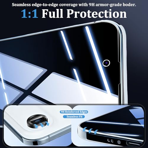(3+2 Pack) 360° Privacy Screen Protector for iPhone 17 Air 【4 Way Anti Spy】 + Camera Lens Protector,9H Shatterproof, Anti-Peep,Bubble-Free, Case Friendly Easy Installation Frame Included - size: iPhone 17 Air