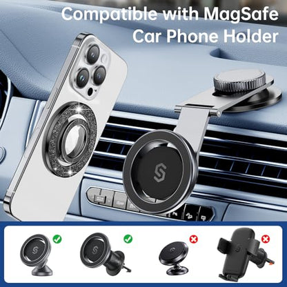 Syncwire Magnetic Phone Grip for MagSafe,Sparkle Ring Holder,Black Diamond - color: Black Diamond