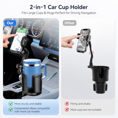 Cup Holder Phone Mount for Car, 2-in-1 Cup Holder Expander with Phone Mount - color: Standard Holder