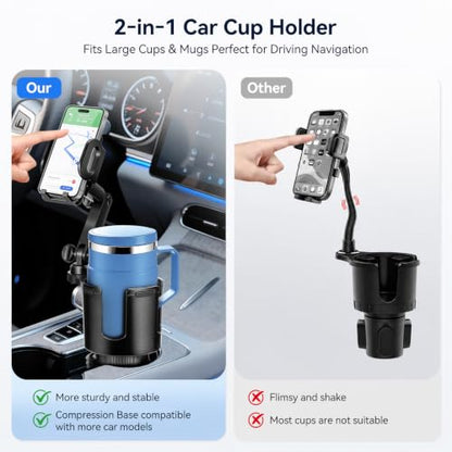 Cup Holder Phone Mount for Car, 2-in-1 Cup Holder Expander with Phone Mount - color: Standard Holder