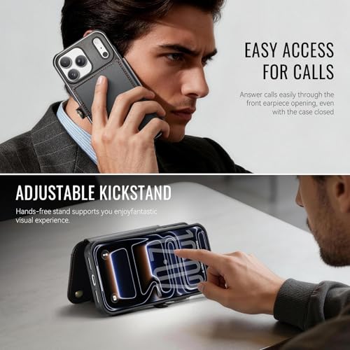 for iPhone 17 Pro Max Slim Case Wallet Wireless Charging, Black - color: Fashion Black, size: iPhone 17 Pro Max - 6.9"