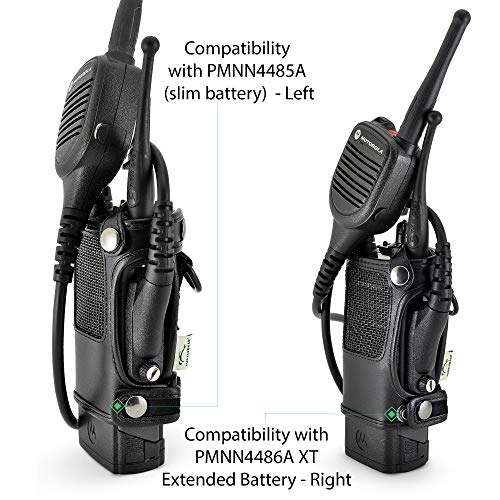 Turtleback Radio Holster for Motorola APX6000 – 2024 Upgraded – Durable Leather Belt Radio Holster with Heavy-Duty Ratcheting 2.25" Belt Loop – All-Button Access – Fits Slim or Extended Battery - color: Black APX6000 Belt Loop
