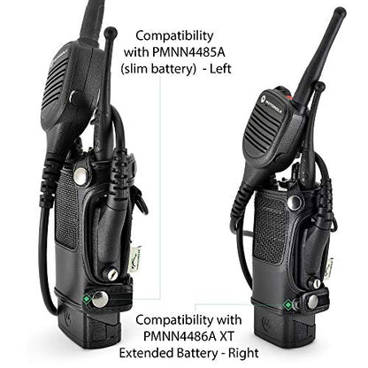 Turtleback Radio Holster for Motorola APX6000 – 2024 Upgraded – Durable Leather Belt Radio Holster with Heavy-Duty Ratcheting 2.25" Belt Loop – All-Button Access – Fits Slim or Extended Battery - color: Black APX6000 Belt Loop