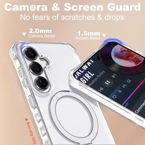Compatible with Samsung Galaxy S26 Plus Case 6.7'' Cute Wavy Frame with Magnetic Stand [Compatible with Mag-Safe] Military-Grade Translucent Phone Case for S26 Plus, Translucent - color: Translucent, size: Samsung Galaxy S26 Plus