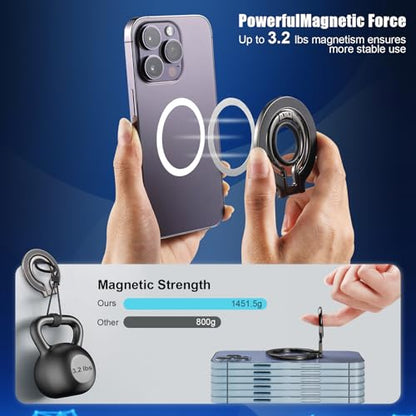 2PCS Magnetic Phone Ring Grip for MagSafe,360° Rotation Adjustable Phone Grip Ring Holder,Finger Holder Stand Accessory for iPhone 16/15/14/13/12/11Series Smartphone Accessories 1