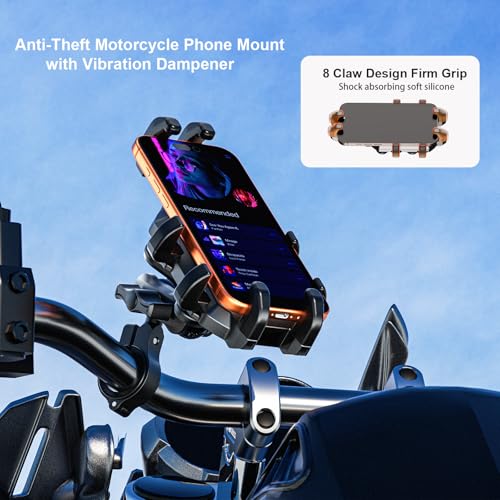 LOKTENWO Anti-Theft Motorcycle Phone Mount Holder with Vibration Dampener