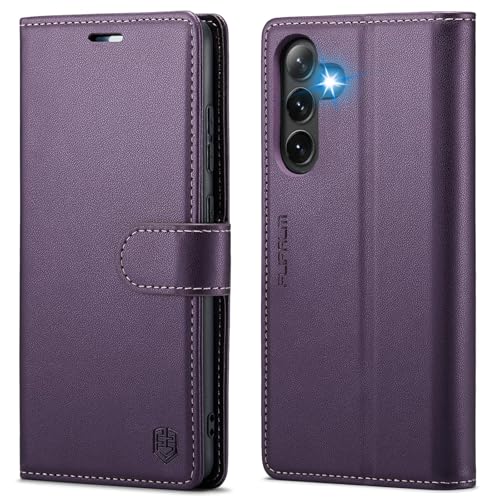 FLIPALM Wallet Case for Samsung Galaxy S25 Plus/S25+, Purple | Card Holder, RFID Blocking, PU Leather Folio Flip, Kickstand, Protective Shockproof Cover - color: Purple