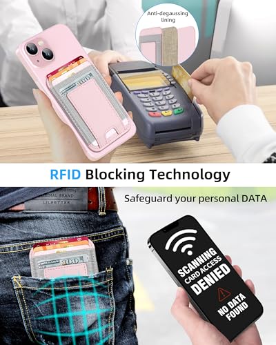 Upgraded for Magsafe Wallet, 7 Card Holder, RFID Blocking, Strongest Magnet | Magnetic Wallet for iPhone 17/16/15/14/13/12 Series, for iPhone Magsafe Wallet with 2 Card Slots, Vegan Leather, Baby Pink - color: Baby Pink