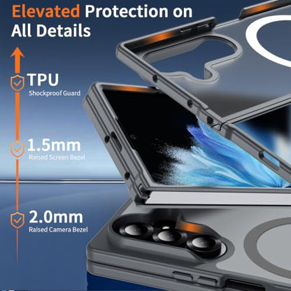 Hensinple for Samsung Galaxy Z Fold 8 Ultra Case,Z Fold8 Ultra| Z Fold 7 Case [Compatible with MagSafe] Translucent Matte Military Grade Protection Shockproof Rugged Magnetic Phone Cover(Gray) - color: Z Fold 8 Ultra-Gray, size: Galaxy Z Fold 8 Ultra| Z F