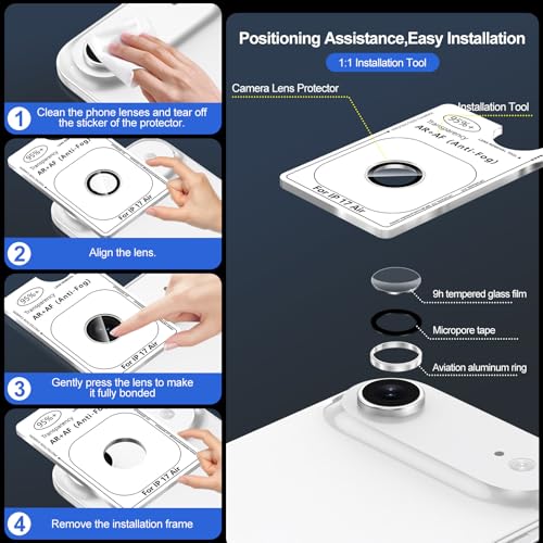 for iPhone Air Camera Lens Protector, Individual Metal Ring Tempered Glass Lens Cover,[Strong Adsorption] Scratch Resistant Thin HD Clear Lens Cover,1 Set-Slivery Ring