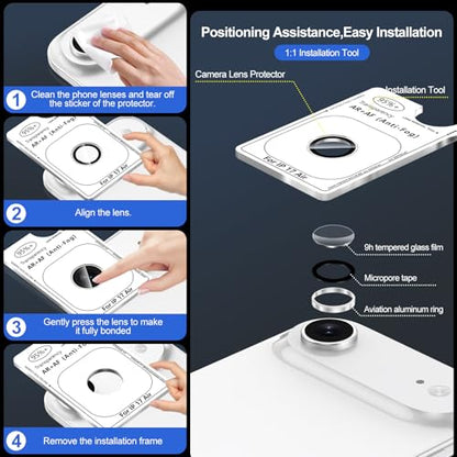 for iPhone Air Camera Lens Protector, Individual Metal Ring Tempered Glass Lens Cover,[Strong Adsorption] Scratch Resistant Thin HD Clear Lens Cover,1 Set-Slivery Ring