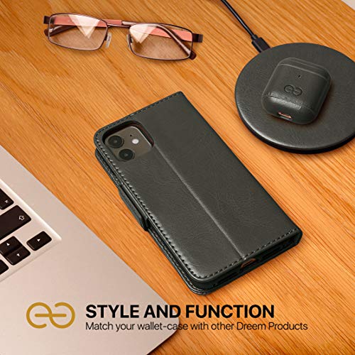 Dreem Fibonacci 2-in-1 Wallet Case for Apple iPhone 8 Plus & 7 Plus - Luxury Vegan Leather, Magnetic Detachable Shockproof Phone Case, RFID Card Protection, 2-Way Flip Stand - Grey - color: Grey, size: iPhone 8 Plus & 7 Plus