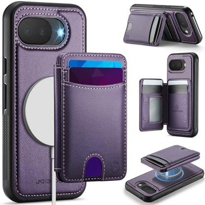 Wallet Case for Google Pixel 10a Compatible with MagSafe for Men Women, 2 in 1 Detachable Magnetic Phone Case with Card Holder Kickstand RFID Blocking for Pixel 10a (Purple) - color: Purple