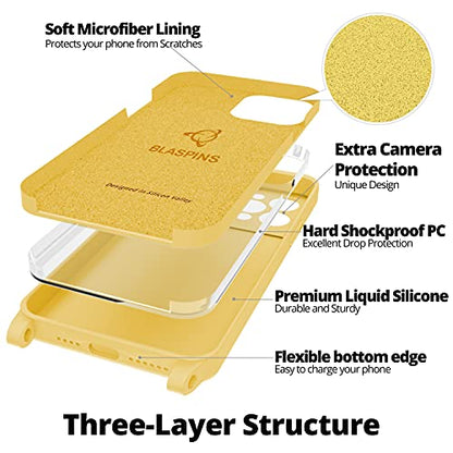 Crossbody Lanyard Strap Case for iPhone 14 Pro Max, Neck Cross Body, Adjustable Holder Removable, Drop Protection Shockproof, Hands-Free Silicone Case 6.7 inch, 150 cm Strap, iP14PM - Yellow - color: Yellow