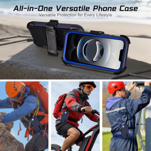 Defender Case for iPhone 17e Case with Belt Clip Holster Outdoor Navy Blue | Heavy Duty Rugged Protective Phone Case, Dual Layer Shockproof Cover - color: Navy Blue