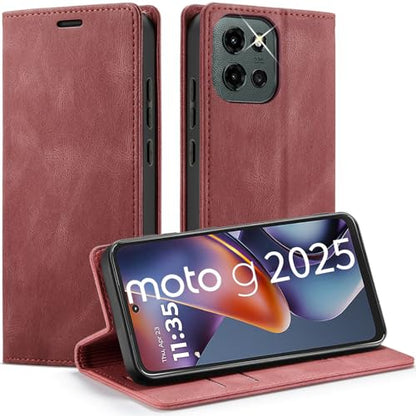 Moto G 5G 2025/5G 2026/Play 2026 Wallet Case with [RFID Blocking],Red | Card Holder, Kickstand, Magnetic, Soft Leather Flip Case Wallet for Moto G 5G 2025/Moto G 5G 2026/Play 2026 - color: Red, size: Moto G 5G 2025/2026 6.7"