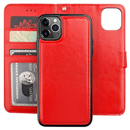 Bocasal Detachable Wallet Case Card Holder for iPhone 11 Pro Max Red - color: Red