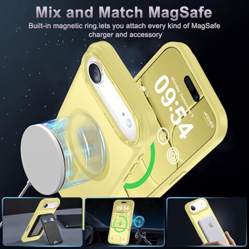 Newfuture Magnetic for iPhone Air Case Matte Shockproof, Yellow | Military Drop Protection, Slim Matte Anti-Fingerprint, Compatible with Magsafe, Camera Guard, Translucent Protective Cover - color: Yellow, size: iPhone Air 6.5 inch
