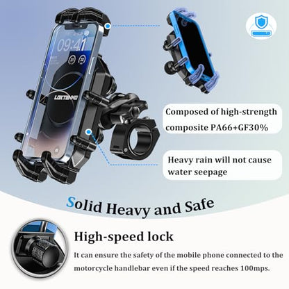 LOKTENWO Adjustable Motorcycle Phone Mount with Triple Vibration Dampener