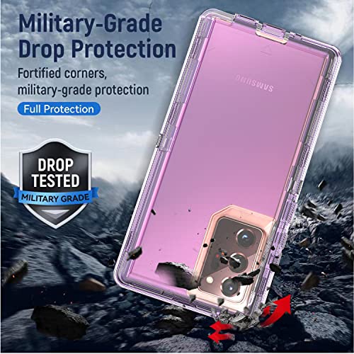 YmhxcY Galaxy Note 20 Ultra Case - 3 Layer Drop Protection, Shockproof Silicone & Clear Cover - Transparent Purple - color: Transparent purple