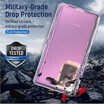 YmhxcY Galaxy Note 20 Ultra Case - 3 Layer Drop Protection, Shockproof Silicone & Clear Cover - Transparent Purple - color: Transparent purple