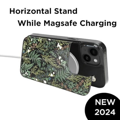 uCOLOR for iPhone 13/14 Wallet Case Magsafe with Card Holder Slot Ferns | Compatible with MagSafe,Folio Flip PU Leather Magnetic RFID Design with Camera Lens Protector - color: Ferns