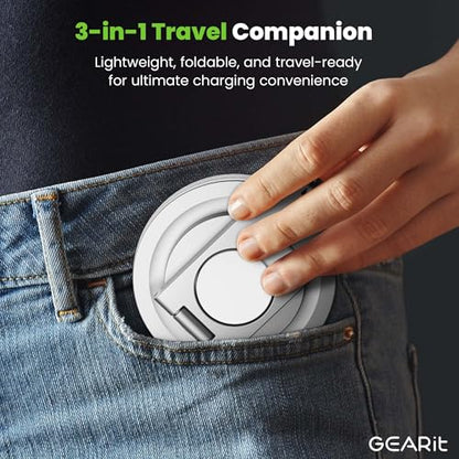 GEARit 3-in-1 Wireless Charging Station - Magsafe Compatible Charger Stand for Phone, Watch, Earbuds iPhone 14, 15, 16, 16 Pro, Pro Max, Apple Watch, Airpods, Samsung Galaxy and Multiple Devices
