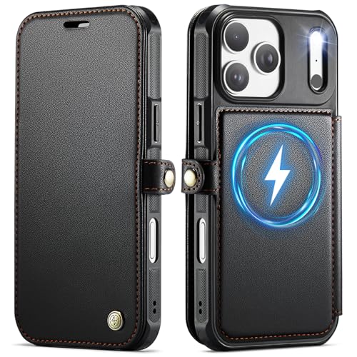 for iPhone 17 Pro Max Slim Case Wallet Wireless Charging, Black - color: Fashion Black, size: iPhone 17 Pro Max - 6.9"