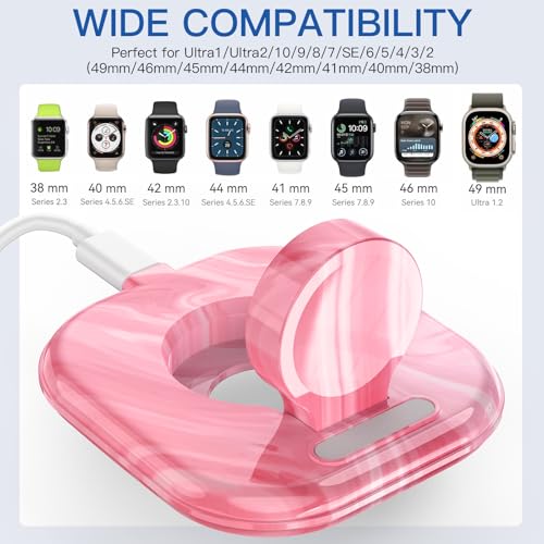 for Apple Watch Charger Stand, Magnetic Fast Charging Dock Portable Design - color: Marble Pink