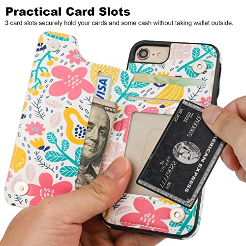 HAOPINSH iPhone SE Wallet Case with Card Holder, Summer Fruits Flip Folio PU Leather Kickstand, Double Magnetic Clasp, Shockproof 4.7" for iPhone SE(2022)/7/8 - color: Summer Fruits