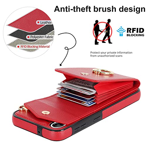 Asuwish Wallet Case for Samsung Galaxy A16 5G/4G Women Men Red | with Tempered Glass Screen Protector, Ring Holder, RFID Blocking, Card Holder, Wrist Strap, PU Leather, Cover for A 16 - color: Red